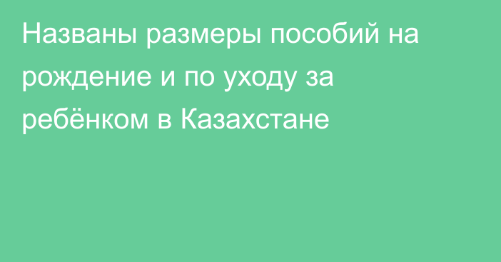 Названы размеры пособий на рождение и по уходу за ребёнком в Казахстане
