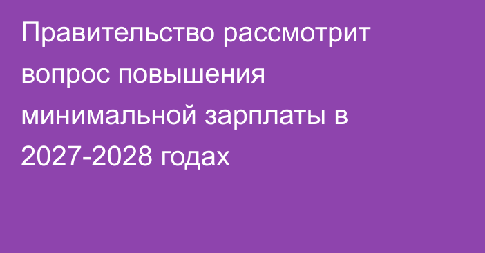 Правительство рассмотрит вопрос повышения минимальной зарплаты в 2027-2028 годах