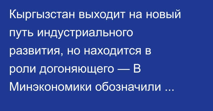 Кыргызстан выходит на новый путь индустриального развития, но находится в роли догоняющего — В Минэкономики обозначили перспективы