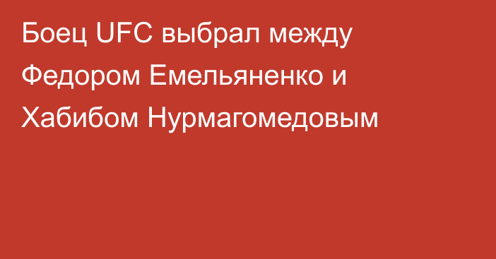 Боец UFC выбрал между Федором Емельяненко и Хабибом Нурмагомедовым