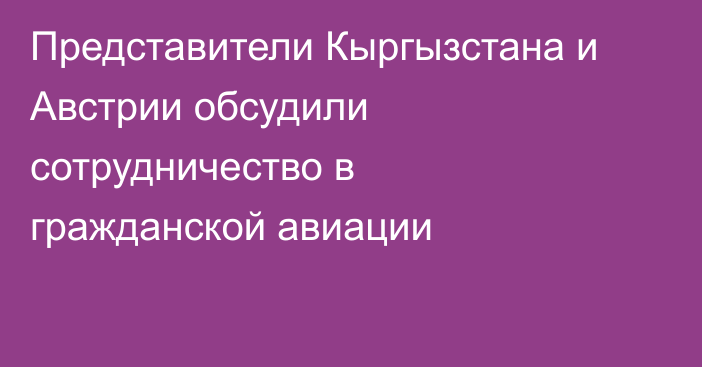 Представители Кыргызстана и Австрии обсудили сотрудничество в гражданской авиации