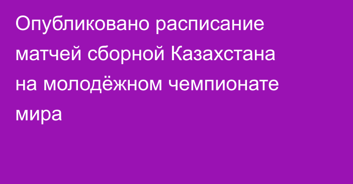 Опубликовано расписание матчей сборной Казахстана на молодёжном чемпионате мира