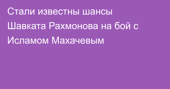 Стали известны шансы Шавката Рахмонова на бой с Исламом Махачевым