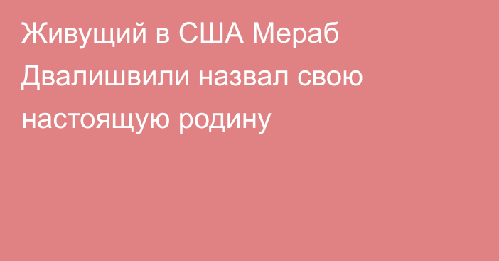 Живущий в США Мераб Двалишвили назвал свою настоящую родину