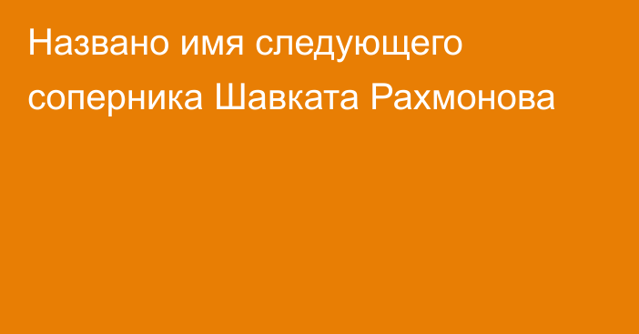Названо имя следующего соперника Шавката Рахмонова