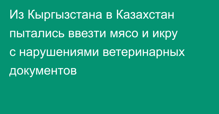 Из Кыргызстана в Казахстан пытались ввезти мясо и икру с нарушениями ветеринарных документов
