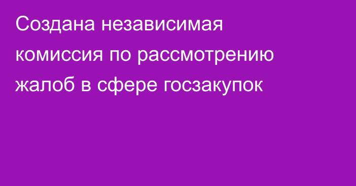 Создана независимая комиссия по рассмотрению жалоб в сфере госзакупок