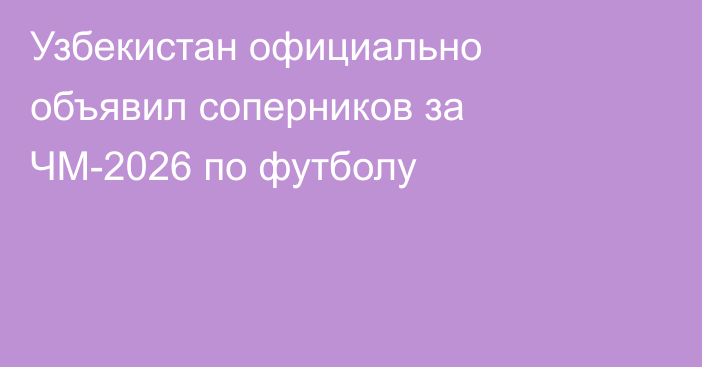 Узбекистан официально объявил соперников за ЧМ-2026 по футболу