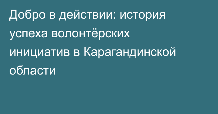 Добро в действии: история успеха волонтёрских инициатив в Карагандинской области