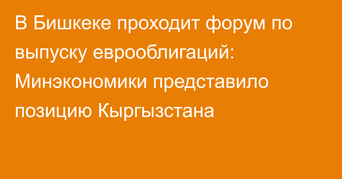 В Бишкеке проходит форум по выпуску еврооблигаций: Минэкономики представило позицию Кыргызстана