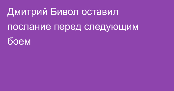 Дмитрий Бивол оставил послание перед следующим боем