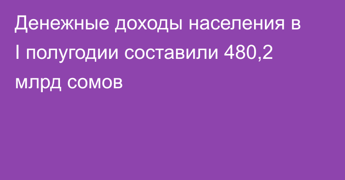 Денежные доходы населения в I полугодии составили 480,2 млрд сомов