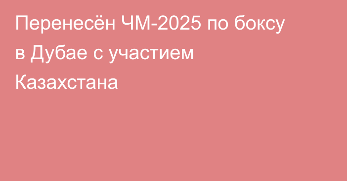 Перенесён ЧМ-2025 по боксу в Дубае с участием Казахстана