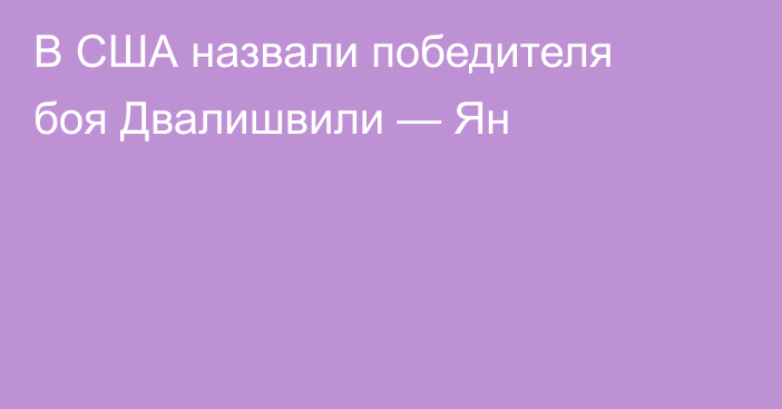 В США назвали победителя боя Двалишвили — Ян