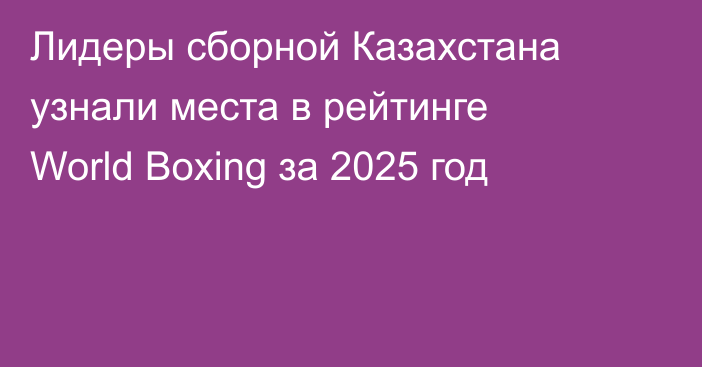 Лидеры сборной Казахстана узнали места в рейтинге World Boxing за 2025 год
