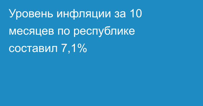 Уровень инфляции за 10 месяцев по республике составил 7,1%