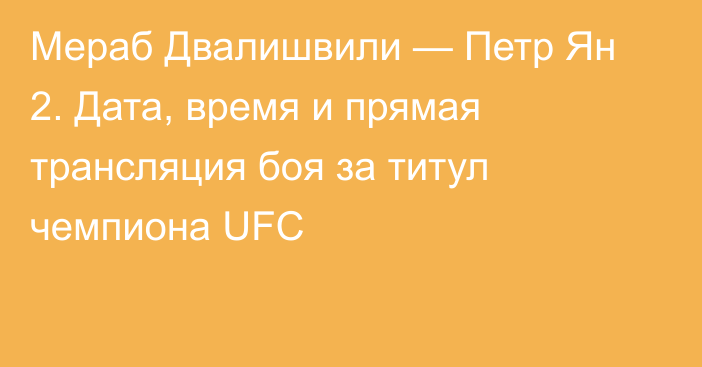 Мераб Двалишвили — Петр Ян 2. Дата, время и прямая трансляция боя за титул чемпиона UFC