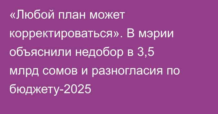 «Любой план может корректироваться». В мэрии объяснили недобор в 3,5 млрд сомов и разногласия по бюджету-2025