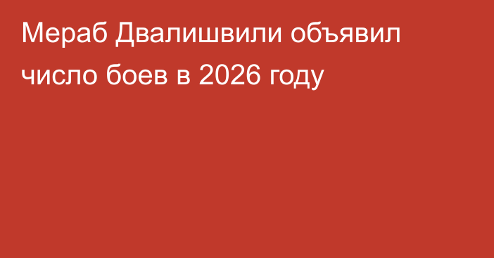 Мераб Двалишвили объявил число боев в 2026 году