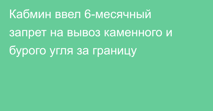 Кабмин ввел 6-месячный запрет на вывоз каменного и бурого угля за границу