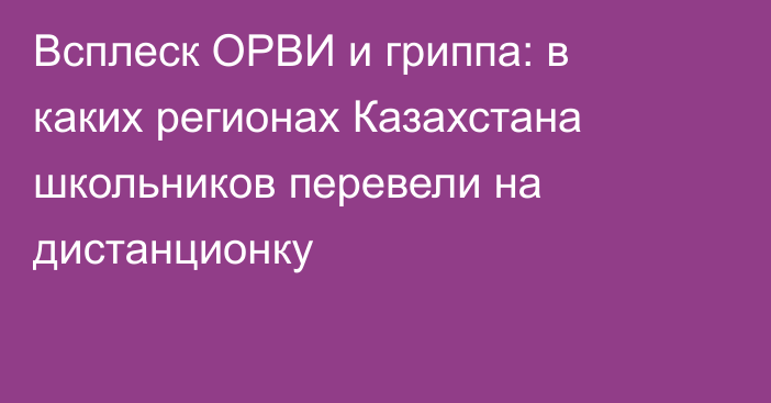 Всплеск ОРВИ и гриппа: в каких регионах Казахстана школьников перевели на дистанционку