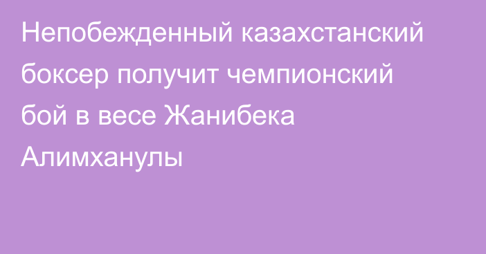 Непобежденный казахстанский боксер получит чемпионский бой в весе Жанибека Алимханулы