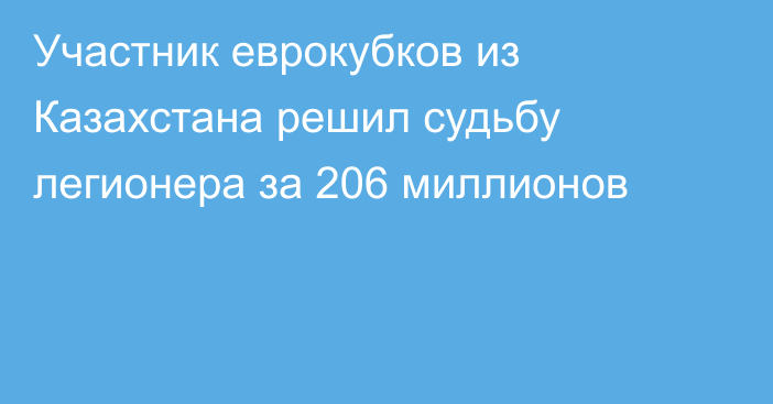 Участник еврокубков из Казахстана решил судьбу легионера за 206 миллионов