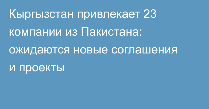 Кыргызстан привлекает 23 компании из Пакистана: ожидаются новые соглашения и проекты