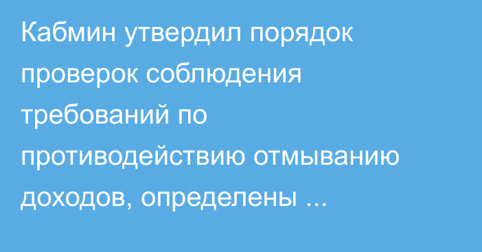 Кабмин утвердил порядок проверок соблюдения требований по противодействию отмыванию доходов, определены проверяющие органы