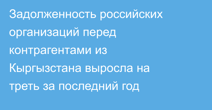 Задолженность российских организаций перед контрагентами из Кыргызстана выросла на треть за последний год