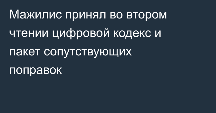 Мажилис принял во втором чтении цифровой кодекс и пакет сопутствующих поправок