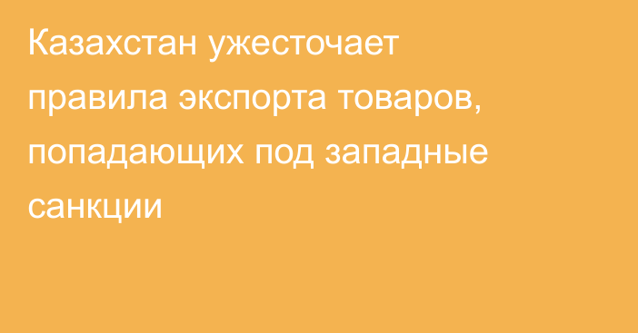 Казахстан ужесточает правила экспорта товаров, попадающих под западные санкции