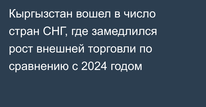 Кыргызстан вошел в число стран СНГ, где замедлился рост внешней торговли по сравнению с 2024 годом
