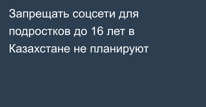 Запрещать соцсети для подростков до 16 лет в Казахстане не планируют