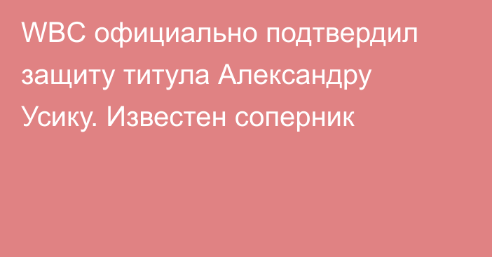 WBC официально подтвердил защиту титула Александру Усику. Известен соперник