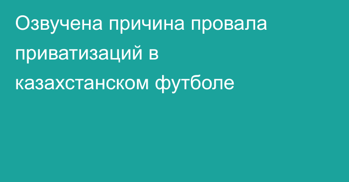 Озвучена причина провала приватизаций в казахстанском футболе