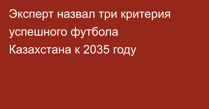 Эксперт назвал три критерия успешного футбола Казахстана к 2035 году