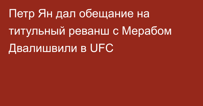 Петр Ян дал обещание на титульный реванш с Мерабом Двалишвили в UFC
