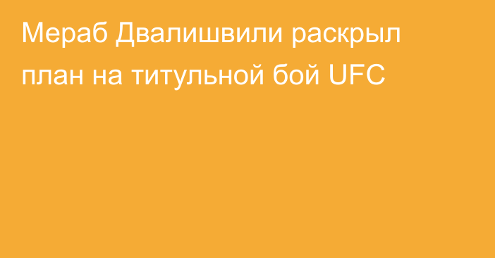 Мераб Двалишвили раскрыл план на титульной бой UFC