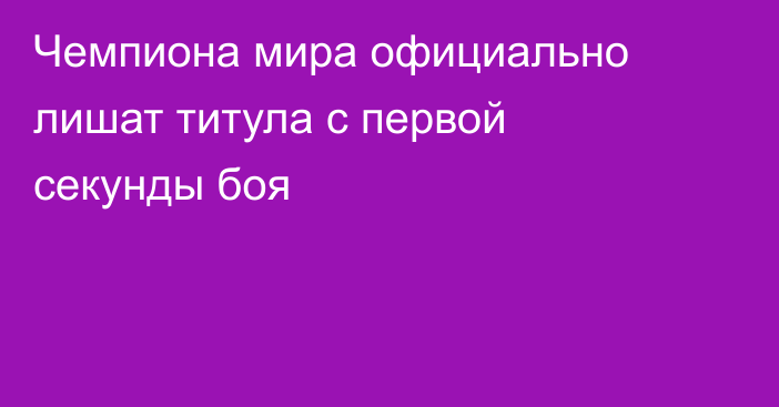Чемпиона мира официально лишат титула с первой секунды боя
