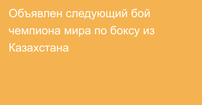 Объявлен следующий бой чемпиона мира по боксу из Казахстана
