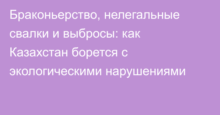 Браконьерство, нелегальные свалки и выбросы: как Казахстан борется с экологическими нарушениями