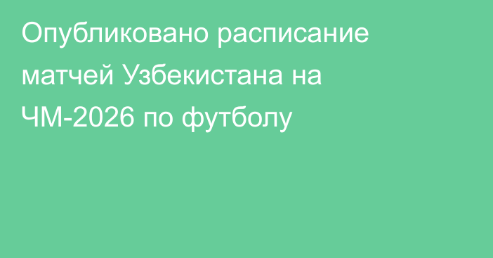 Опубликовано расписание матчей Узбекистана на ЧМ-2026 по футболу