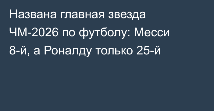 Названа главная звезда ЧМ-2026 по футболу: Месси 8-й, а Роналду только 25-й