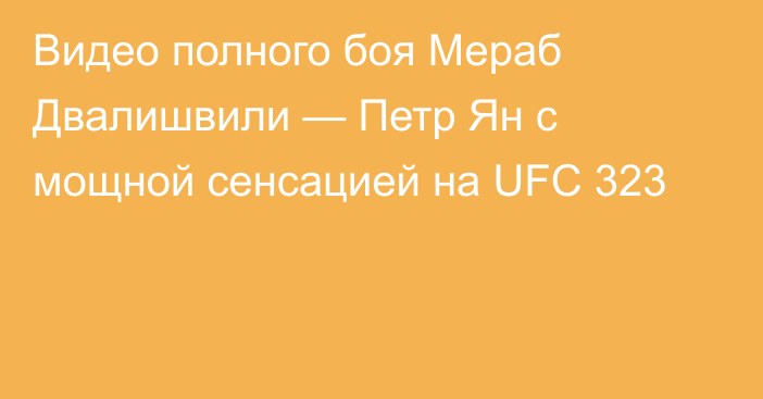 Видео полного боя Мераб Двалишвили — Петр Ян с мощной сенсацией на UFC 323