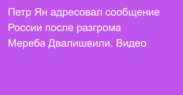 Петр Ян адресовал сообщение России после разгрома Мереба Двалишвили. Видео