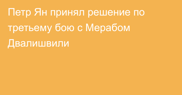 Петр Ян принял решение по третьему бою с Мерабом Двалишвили