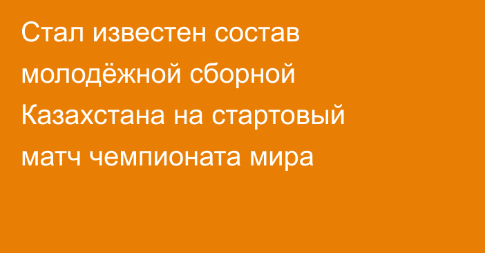 Стал известен состав молодёжной сборной Казахстана на стартовый матч чемпионата мира