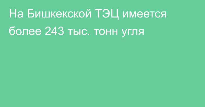 На Бишкекской ТЭЦ имеется более 243 тыс. тонн угля
