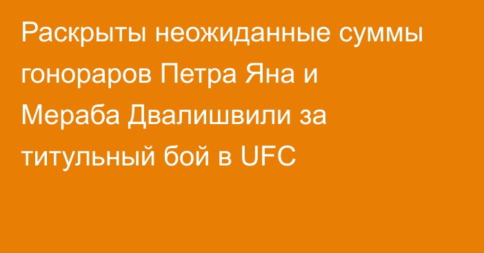 Раскрыты неожиданные суммы гонораров Петра Яна и Мераба Двалишвили за титульный бой в UFC